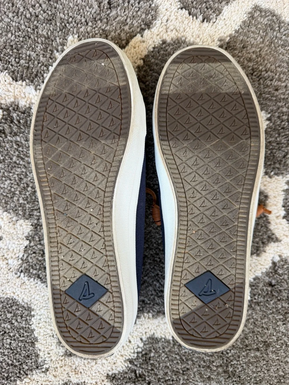 Sperry Navy Canvas Slip-On Sneakers with Brown Laces